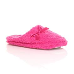 Флисовые тапочки-мюли со стразами на плоском каблуке AJVANI, розовый