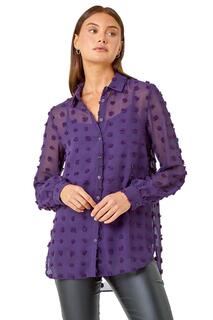 Текстурированная блузка на пуговицах в горошек Roman, фиолетовый