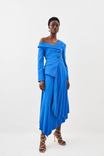 Асимметричное платье миди со складками из крепа на заказ Karen Millen, синий