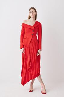 Асимметричное платье миди со складками из крепа на заказ Karen Millen, красный
