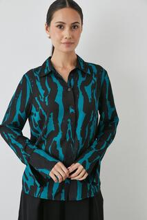 Темно-бирюзовая рубашка с широкими манжетами и абстрактным воротником Debenhams, зеленый