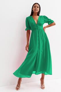 Платье-рубашка макси с глубоким вырезом Cutie London, зеленый