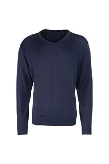 Вязаный свитер с V-образным вырезом Premier, темно-синий Premier.