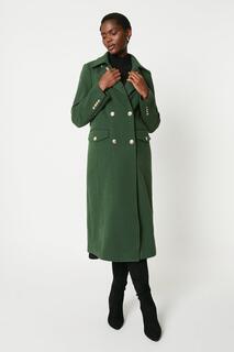Саржевое пальто в стиле милитари с карманами Wallis, зеленый