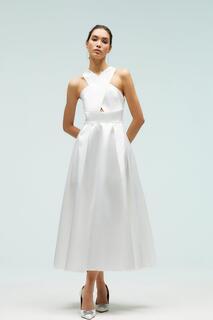 Саржевое платье с перекрестным вырезом Coast, белый