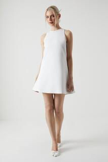 Свадебное мини-платье из атласа с эффектным бантом Coast, белый