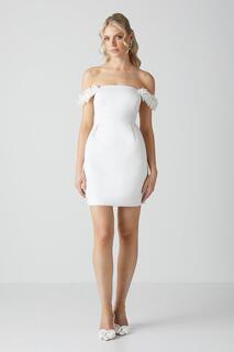 Свадебное мини-платье с 3d цветочным принтом Bardot Coast, белый