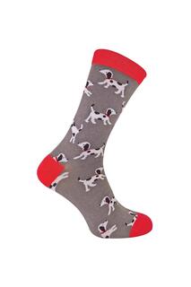 Новинка, мягкие дышащие носки из бамбука с рисунком собаки Mr Heron, серый
