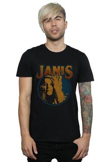 Футболка с потертостями в виде круга Janis Joplin, черный