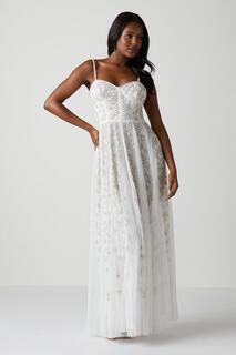 Свадебное платье премиум-класса с цветочным корсетом Coast, белый