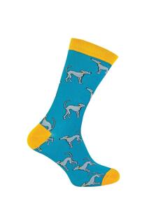 Новинка, мягкие дышащие носки из бамбука с рисунком собаки Mr Heron, синий