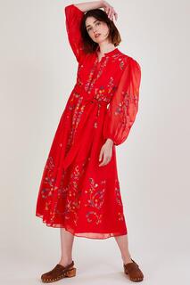 Платье-рубашка с вышивкой &quot;Эмили&quot; Monsoon, красный