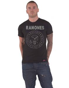 Футболка с потертостями и печатью Ramones, черный