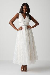 Свадебное платье с V-образным вырезом и пышной юбкой с вышивкой Coast, белый