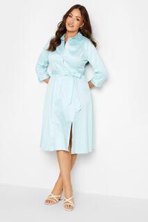 Платье-рубашка с завязкой на пуговицах и поясе M&amp;Co, синий M&Co