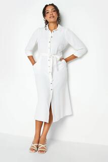 Платье-рубашка с завязкой на пуговицах и поясе M&amp;Co, белый M&Co