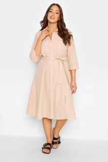 Платье-рубашка с завязкой на пуговицах и поясе M&amp;Co, розовый M&Co