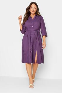 Платье-рубашка с завязкой на пуговицах и поясе M&amp;Co, фиолетовый M&Co