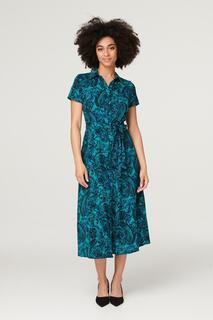 Платье-рубашка с завязкой на талии «пейсли» Izabel London, зеленый