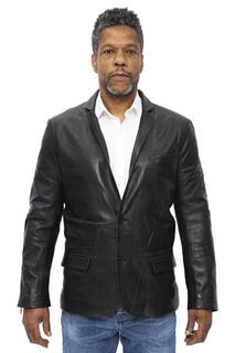 Тонкий кожаный пиджак на двух пуговицах-Лондон Infinity Leather, черный