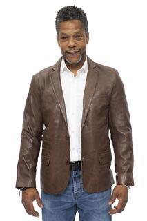 Тонкий кожаный пиджак на двух пуговицах-Лондон Infinity Leather, коричневый