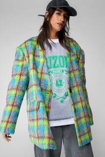 Классический пиджак в неоновую клетку премиум-класса Nasty Gal, цвет neon