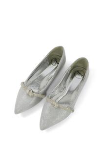 Свадебные туфли Halley на плоском каблуке с острым носком, украшенные блестящими стразами XY London, серебро