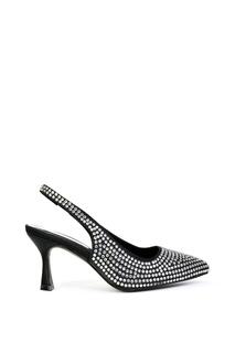 Свадебные туфли-лодочки &apos;Gayna&apos; со стразами на пятке и остром носке на среднем каблуке XY London, черный