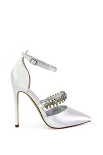 Свадебные туфли на высоком каблуке-шпильке с острым носком и ремешками &apos;Giana&apos; XY London, белый