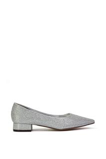 Свадебные туфли «Карен» с острым носком, свадебные туфли на низком каблуке XY London, серебро