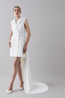 Платье-смокинг со съемным шлейфом Coast, белый
