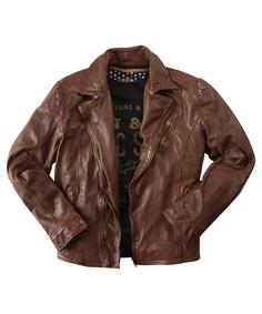 Светло-коричневая байкерская куртка из натуральной кожи со стеганой отделкой Joe Browns, коричневый