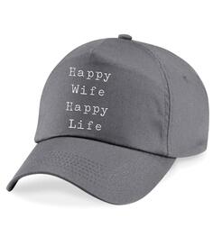 Бейсбольная кепка «Счастливая жена, счастливая жизнь» 60 SECOND MAKEOVER, серый