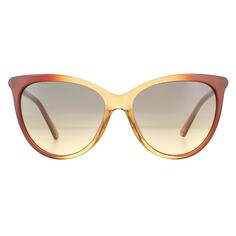Светло-коричневые прозрачные коричневые солнцезащитные очки «кошачий глаз» с градиентом Swarovski, коричневый