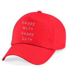 Бейсбольная кепка «Счастливая жена, счастливая жизнь» 60 SECOND MAKEOVER, красный