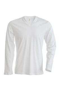 Облегающая футболка с длинным рукавом и V-образным вырезом Kariban, белый