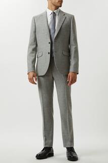 Светло-серый твидовый пиджак приталенного кроя с штриховкой Burton, серый