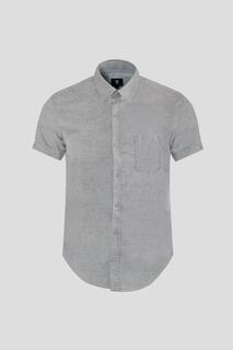 Светло-серая приталенная рубашка с коротким рукавом с фактурным рисунком Steel &amp; Jelly, серый