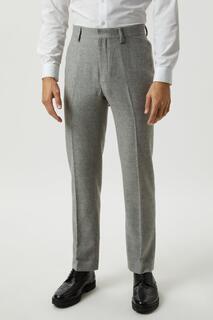 Светло-серые твидовые костюмные брюки узкого кроя с перекрестной штриховкой Burton, серый