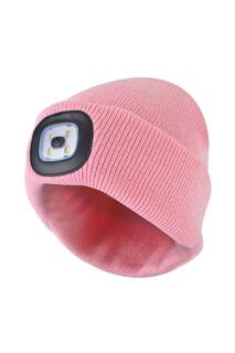 Светодиодная шапка-бини | Вязаная перезаряжаемая шапка с налобным фонарем Sock Snob, розовый