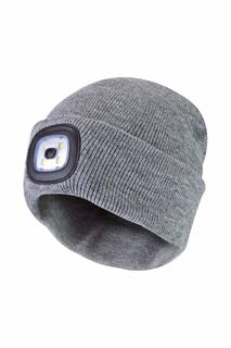 Светодиодная шапка-бини | Вязаная перезаряжаемая шапка с налобным фонарем Sock Snob, серый