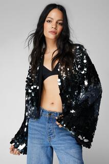 Куртка с дисками и пайетками Nasty Gal, серебро