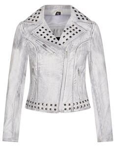 Готическая байкерская кожаная куртка с заклепками-Бильбао Infinity Leather, белый
