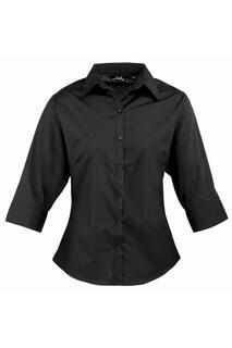 Блузка из поплина с 3 и 4 рукавами. Простая рабочая рубашка. Premier, черный Premier.