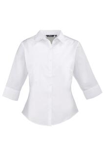 Блузка из поплина с 3 и 4 рукавами. Простая рабочая рубашка. Premier, белый Premier.
