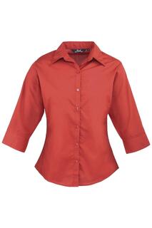 Блузка из поплина с 3 и 4 рукавами. Простая рабочая рубашка. Premier, красный Premier.