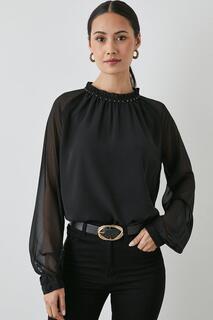 Блузка с декорированным воротником Debenhams, черный