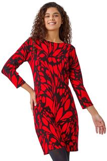 Трикотажное платье стрейч с принтом бабочки Roman, красный