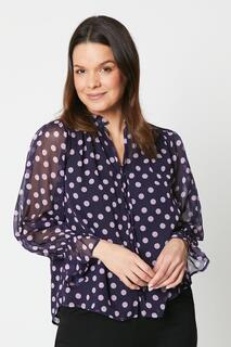 Блузка с завязками на шее Petite Spot Wallis, темно-синий