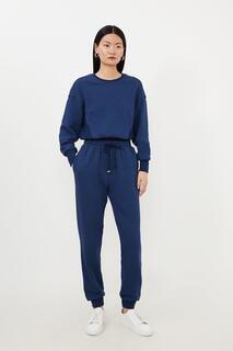 Трикотажные спортивные штаны с манжетами Karen Millen, синий